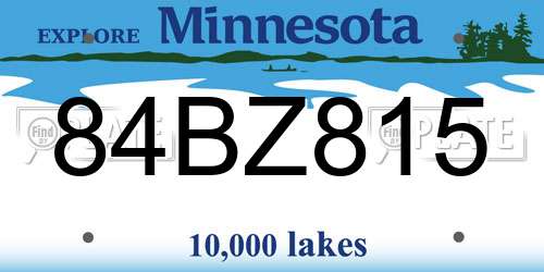 84BZ815 Minnesota License Plate