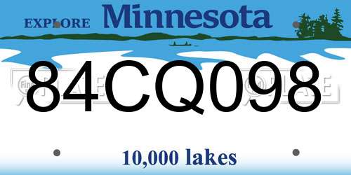 84CQ098 Minnesota License Plate