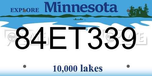 84ET339 Minnesota License Plate