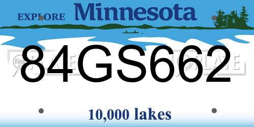 84GS662 Minnesota License Plate