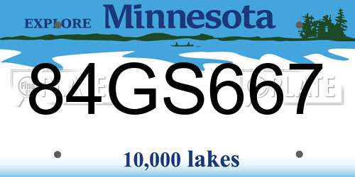 84GS667 Minnesota License Plate