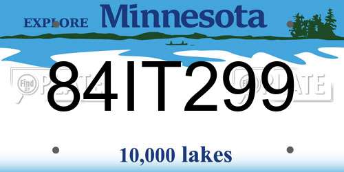 84IT299 Minnesota License Plate