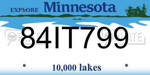 84IT799 Minnesota License Plate
