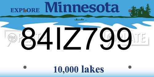 84IZ799 Minnesota License Plate