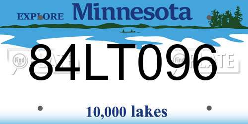 84LT096 Minnesota License Plate