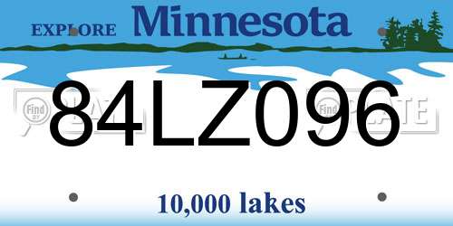 84LZ096 Minnesota License Plate