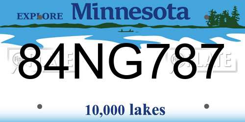 84NG787 Minnesota License Plate
