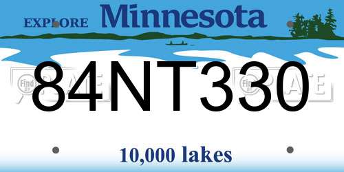 84NT330 Minnesota License Plate