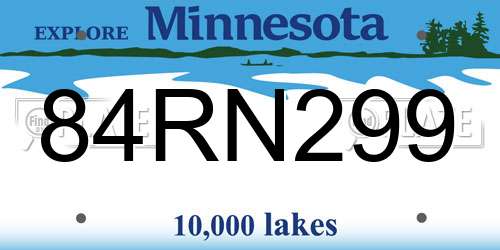 84RN299 Minnesota License Plate
