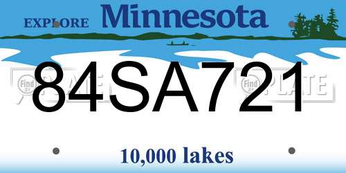 84SA721 Minnesota License Plate
