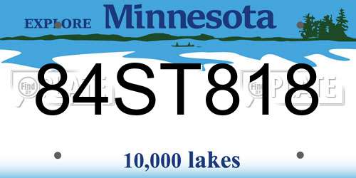 84ST818 Minnesota License Plate