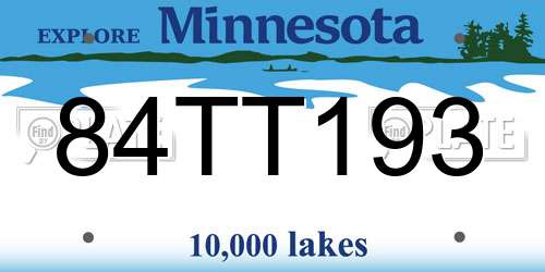 84TT193 Minnesota License Plate