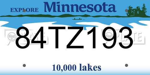84TZ193 Minnesota License Plate