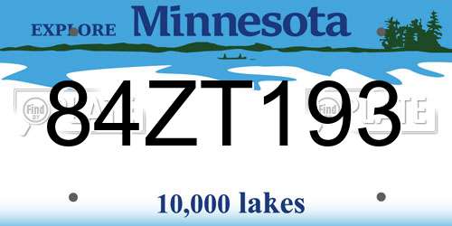 84ZT193 Minnesota License Plate
