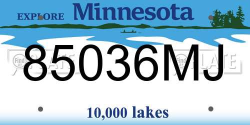 85036MJ Minnesota License Plate