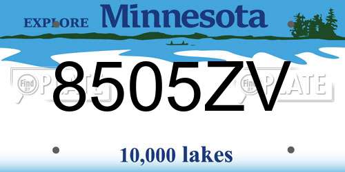 8505ZV Minnesota License Plate