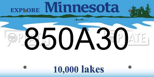 850A30 Minnesota License Plate