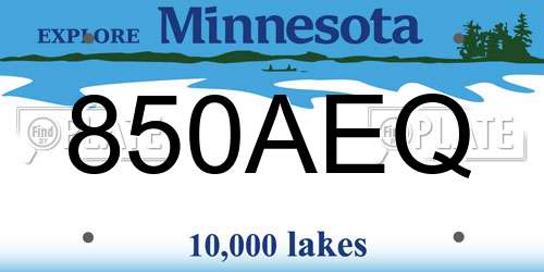 850AEQ Minnesota License Plate