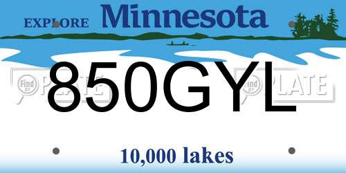 850GYL Minnesota License Plate