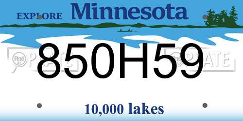 850H59 Minnesota License Plate