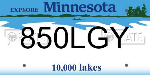 850LGY Minnesota License Plate
