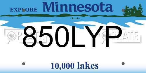 850LYP Minnesota License Plate