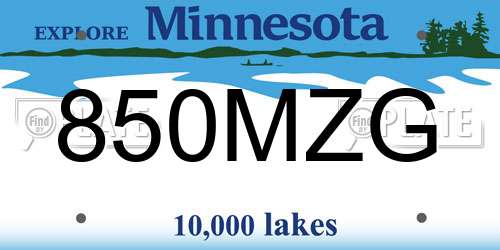 850MZG Minnesota License Plate