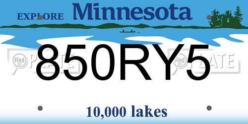 850RY5 Minnesota License Plate