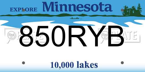 850RYB Minnesota License Plate