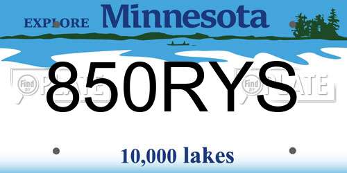 850RYS Minnesota License Plate