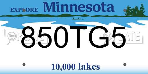 850TG5 Minnesota License Plate