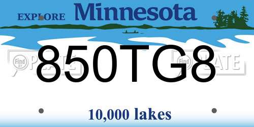 850TG8 Minnesota License Plate