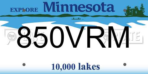 850VRM Minnesota License Plate
