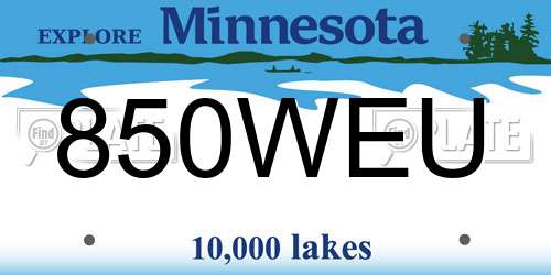 850WEU Minnesota License Plate
