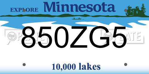 850ZG5 Minnesota License Plate
