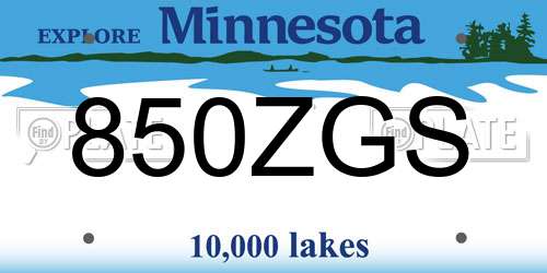 850ZGS Minnesota License Plate