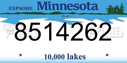 8514262 Minnesota License Plate