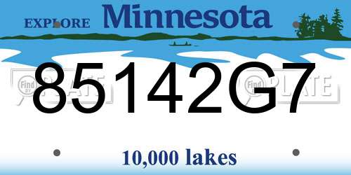 85142G7 Minnesota License Plate