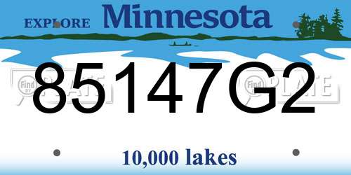 85147G2 Minnesota License Plate