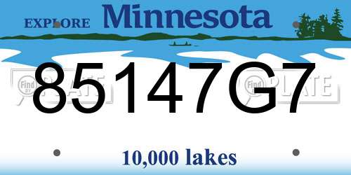 85147G7 Minnesota License Plate
