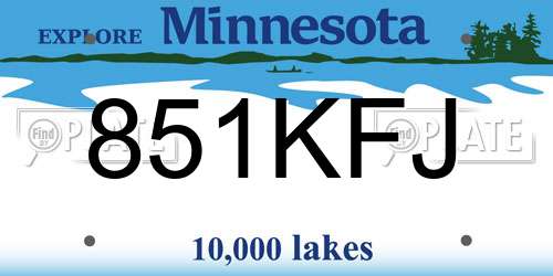851KFJ Minnesota License Plate
