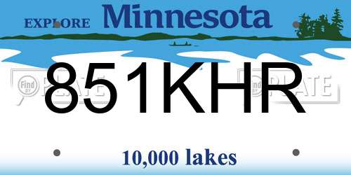 851KHR Minnesota License Plate