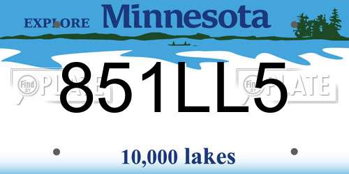 851LL5 Minnesota License Plate