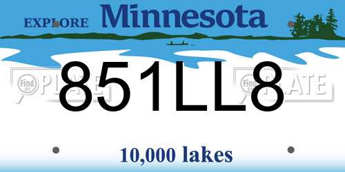 851LL8 Minnesota License Plate
