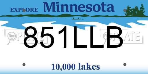 851LLB Minnesota License Plate