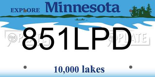 851LPD Minnesota License Plate