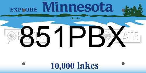 851PBX Minnesota License Plate