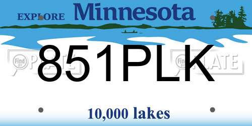 851PLK Minnesota License Plate