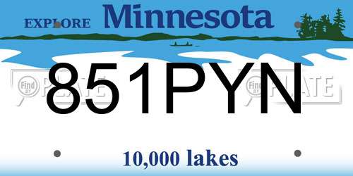 851PYN Minnesota License Plate