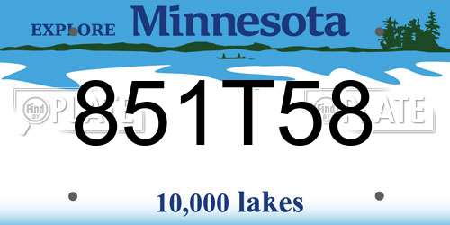 851T58 Minnesota License Plate